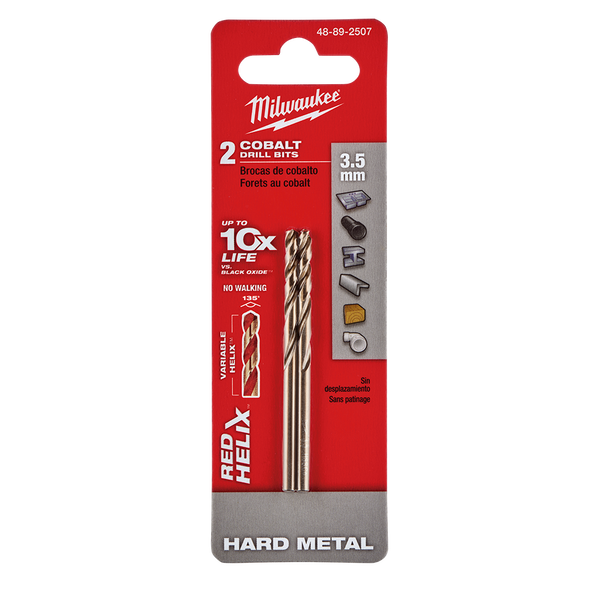 Red Helix™ Cobalt Drill Bit 3.5mm 2Pk