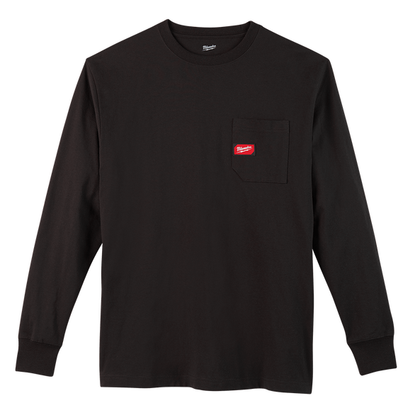 Heavy Duty Pocket Tee Long Sleeve Black - S, Black, hi-res