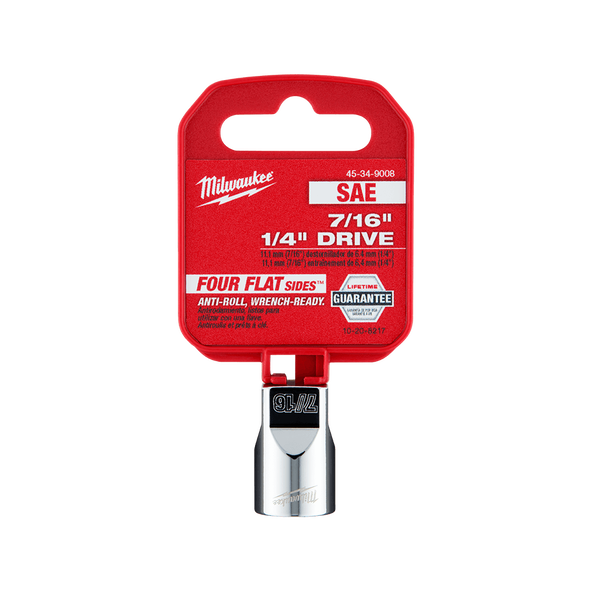 1/4" Drive 7/16" SAE 6-Point Socket, , hi-res