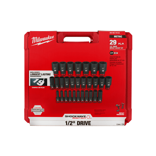 SHOCKWAVE™ 1/2" Drive 29PC Metric Deep 6 Point Impact Socket Set, , hi-res