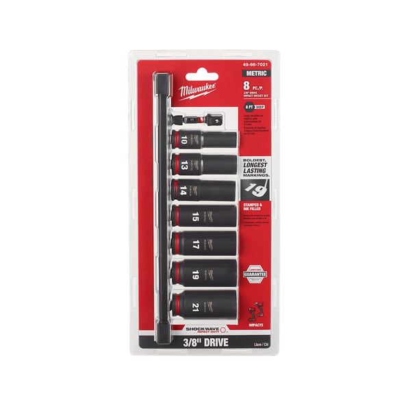 SHOCKWAVE™ 3/8" Drive 8PC Metric Deep 6 Point Impact Socket Set, , hi-res