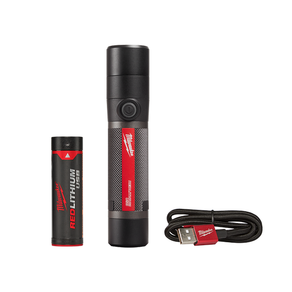 USB Rechargeable 1100L Twist Focus Flashlight Kit, , hi-res