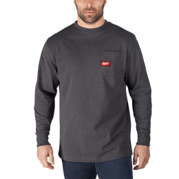 Heavy Duty Pocket Tee Long Sleeve Grey