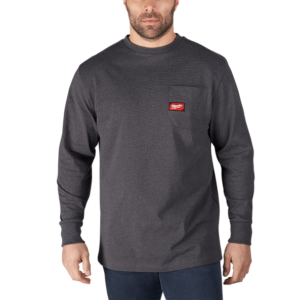 Heavy Duty Pocket Tee Long Sleeve Grey - S, Grey, hi-res