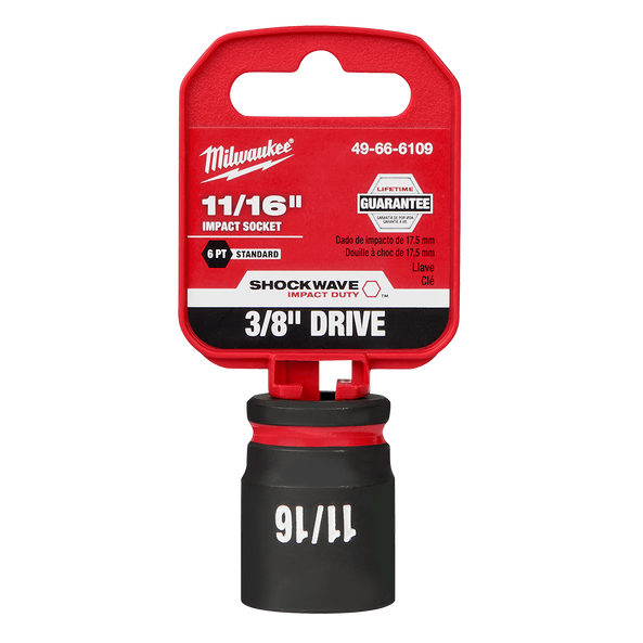 SHOCKWAVE™ 3/8" Drive 11/16" Standard 6 Point Impact Socket, , hi-res