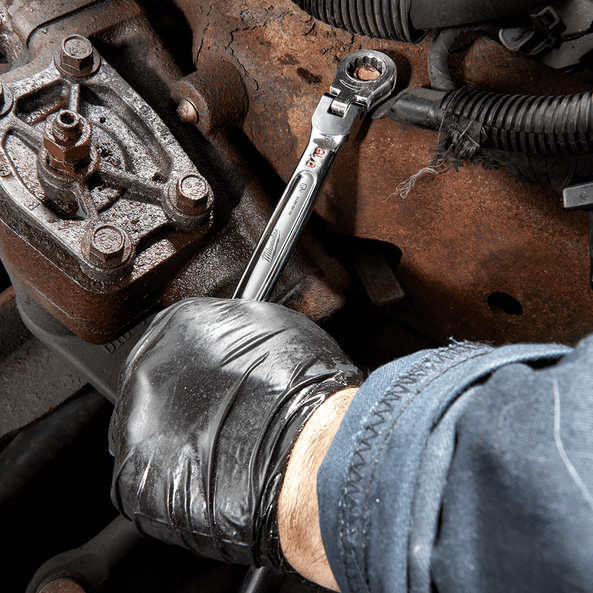 9/16''  SAE Flex Head Ratcheting Combination Wrench, , hi-res