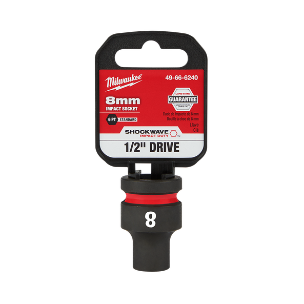 SHOCKWAVE™ 1/2" Drive 8mm Standard 6 Point Impact Socket, , hi-res