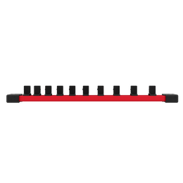 3/8" Drive 10 Piece Standard SAE Socket Set with Storage Rail