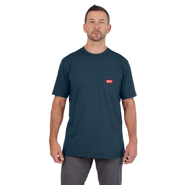 GRIDIRON Pocket Tee Short Sleeve Blue - S, Blue, hi-res