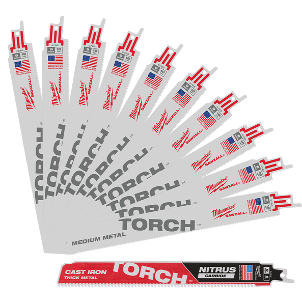 SAWZALL&trade; The TORCH&trade; Metal 230mm 9" 18TPI 10 Pack + BONUS NITRUS CARBIDE&trade; TORCH&trade;, , hi-res