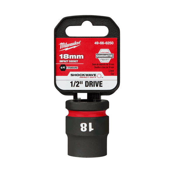 SHOCKWAVE™ 1/2" Drive 18mm Standard 6 Point Impact Socket, , hi-res