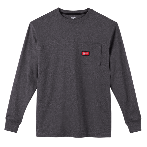 Heavy Duty Pocket Tee Long Sleeve Grey - S, Grey, hi-res