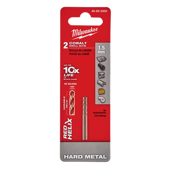 Red Helix™ Cobalt Drill Bit 1.5mm 2Pk