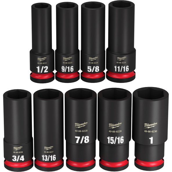 SHOCKWAVE™ 1/2" Drive 9PC SAE Deep 6 Point Impact Socket Rail Set, , hi-res