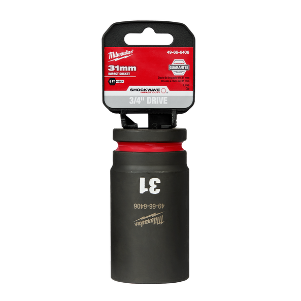 SHOCKWAVE™ 3/4" Drive 31mm Deep 6 Point Impact Socket, , hi-res