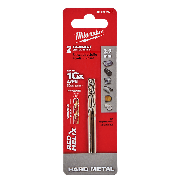 Red Helix™ Cobalt Drill Bit 3.2mm 2Pk