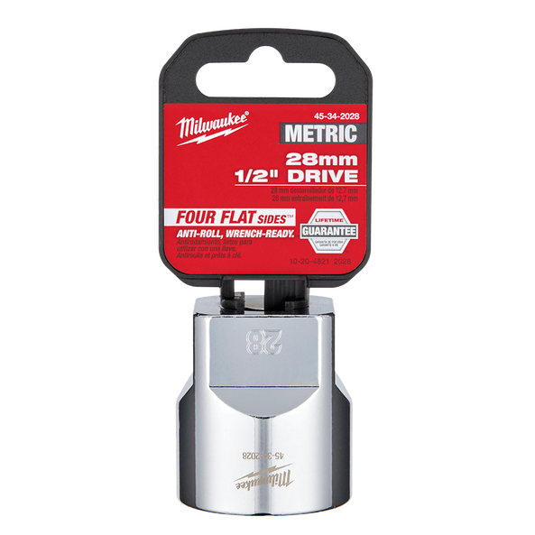 1/2" Drive 28mm Metric Standard 6-Point Socket, , hi-res