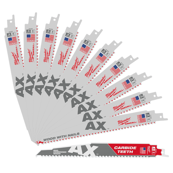 SAWZALL&trade; The AX&trade; 230mm 9" 5TPI Blade 10 Pack + Bonus CARBIDE AX&trade;, , hi-res