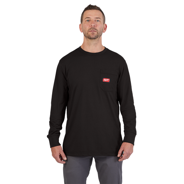 GRIDIRON Pocket Tee Long Sleeve Black - S, Black, hi-res