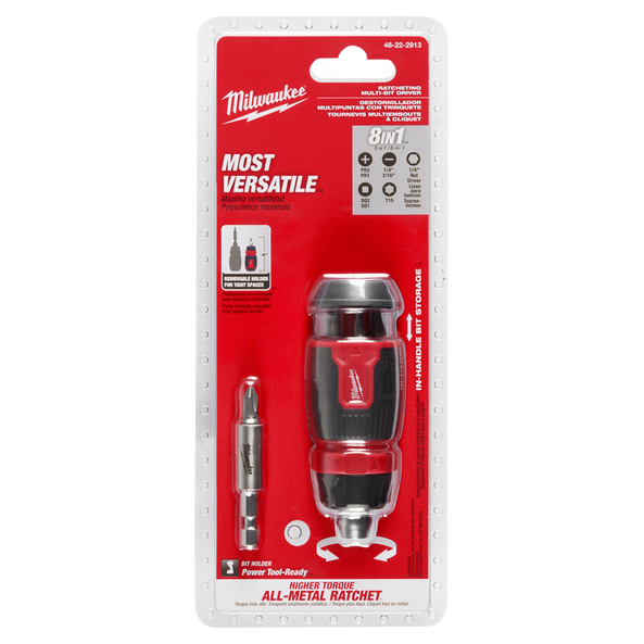 8-in-1 Ratcheting Compact Multi-Bit Screwdriver, , hi-res