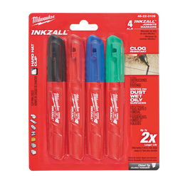 INKZALL™ Chisel Tip Coloured Markers (4 Pk)