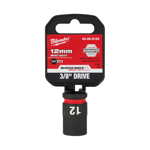 SHOCKWAVE™ 3/8" Drive 12mm Deep 6 Point Impact Socket, , hi-res