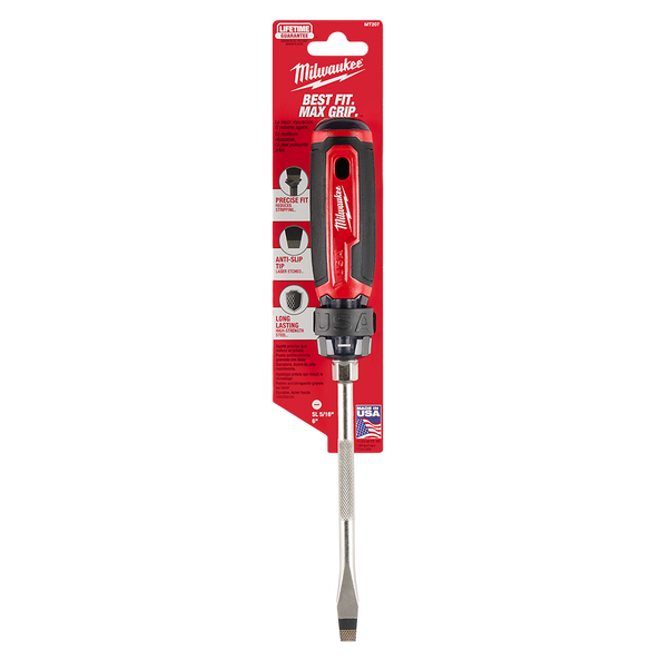 USA Made Cushion Grip Slotted 8mm (5/16") x 152mm Screwdriver, , hi-res