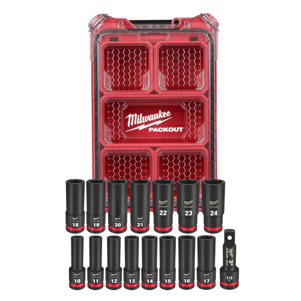 SHOCKWAVE™ 1/2" Drive 16 PCE Metric Deep Impact Socket PACKOUT™ Set, , hi-res