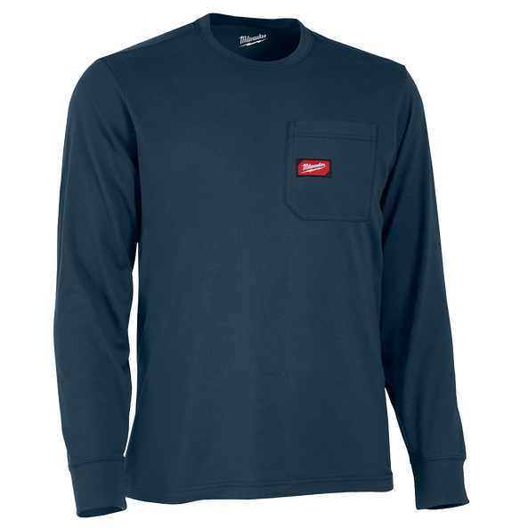 GRIDIRON Pocket Tee Long Sleeve Blue - S, Blue, hi-res