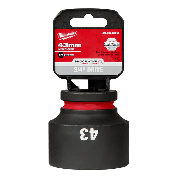 SHOCKWAVE™ 3/4" Drive 43mm Standard 6 Point Impact Socket, , hi-res
