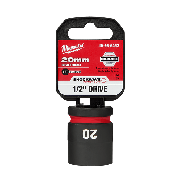 SHOCKWAVE™ 1/2" Drive 20mm Standard 6 Point Impact Socket, , hi-res