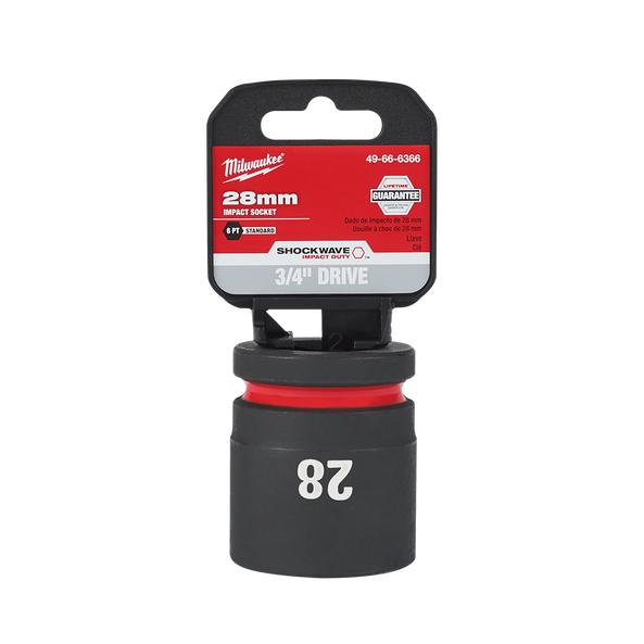 SHOCKWAVE™ 3/4" Drive 28mm Standard 6 Point Impact Socket, , hi-res