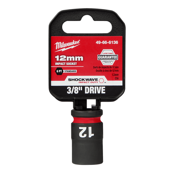 SHOCKWAVE™ 3/8" Drive 12mm Standard 6 Point Impact Socket, , hi-res