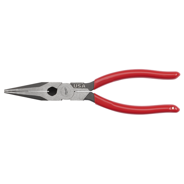 USA Made Dipped Grip 203mm (8") Long Nose Pliers, , hi-res