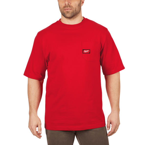 Heavy Duty Pocket Tee Short Sleeve Red, , hi-res