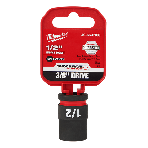 SHOCKWAVE™ 3/8" Drive 1/2" Standard 6 Point Impact Socket, , hi-res