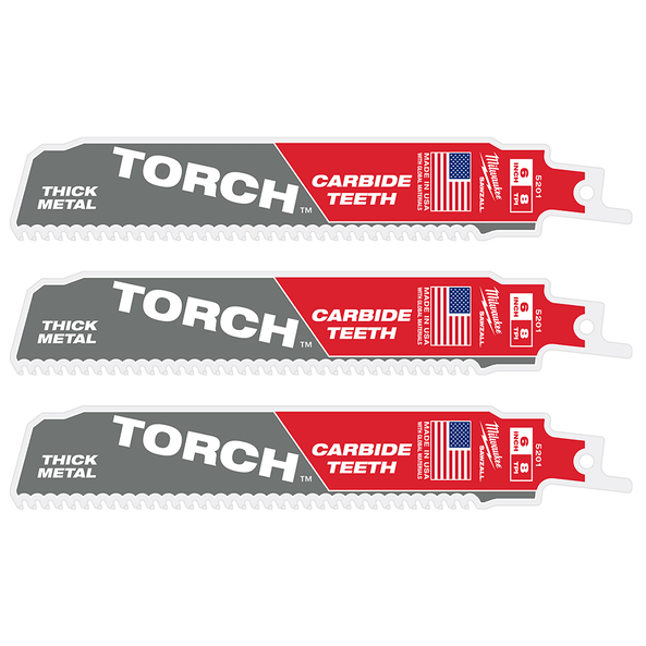 SAWZALL&trade; The TORCH&trade; with Carbide Teeth 150mm 6" 8TPI Blade 3 Pack, , hi-res