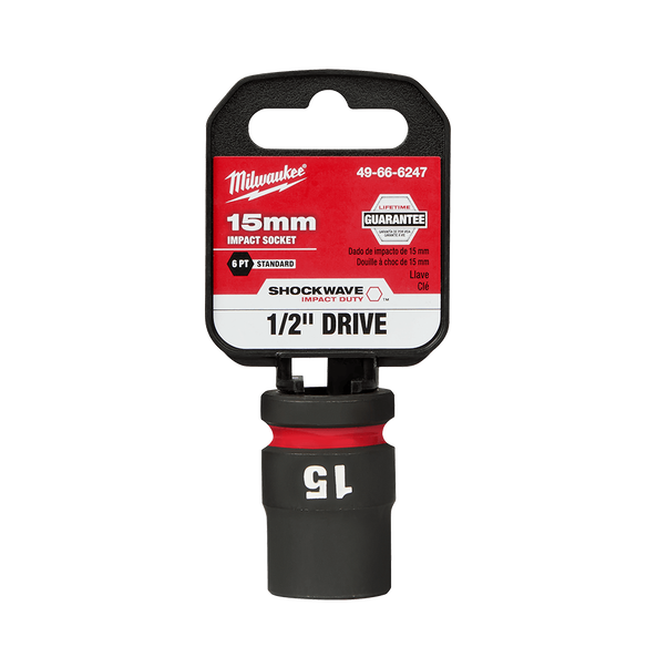 SHOCKWAVE™ 1/2" Drive 15mm Standard 6 Point Impact Socket, , hi-res