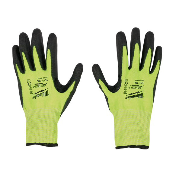 Hi-Vis Cut 3(C) PU Dipped Gloves - XL, , hi-res