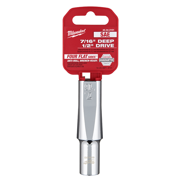 1/2" Drive 7/16" SAE Deep 6-Point Socket, , hi-res