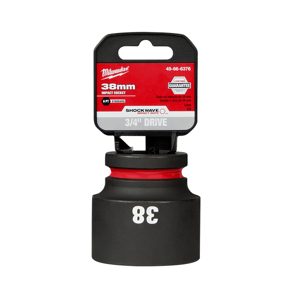 SHOCKWAVE™ 3/4" Drive 38mm Standard 6 Point Impact Socket, , hi-res