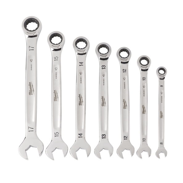 Milwaukee 7pc Ratcheting Combination Wrench Set Metric 48229506