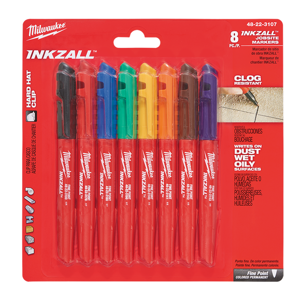 INKZALL™ Fine Point Coloured Markers (8 Pk)