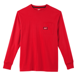 Heavy Duty Pocket Tee Long Sleeve Red