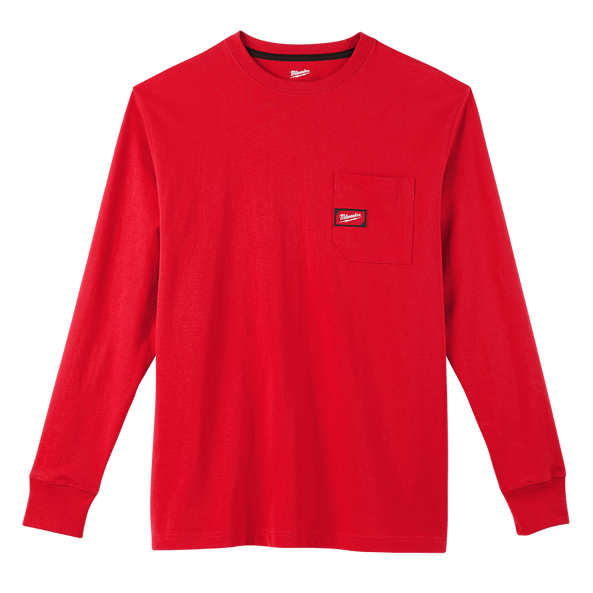 Heavy Duty Pocket Tee Long Sleeve Red, , hi-res