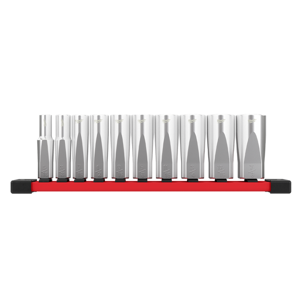 3/8" Drive 10 Piece Deep SAE Socket Set with Storage Rail, , hi-res