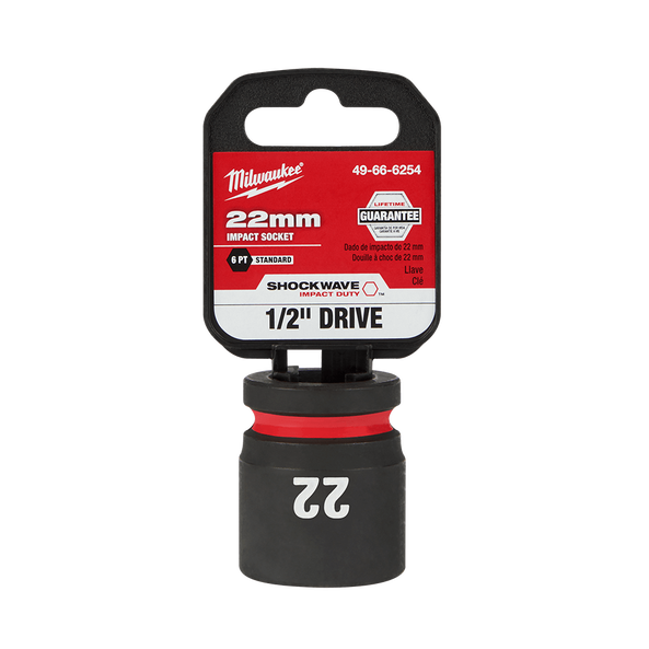 SHOCKWAVE™ 1/2" Drive 22mm Standard 6 Point Impact Socket, , hi-res