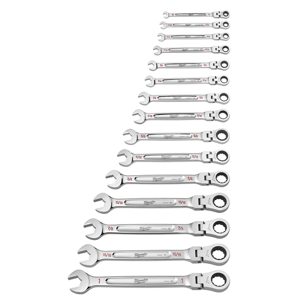 15pc Flex Head Ratcheting Combination Wrench Set – SAE, , hi-res