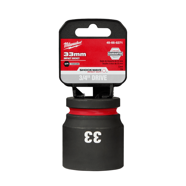 SHOCKWAVE™ 3/4" Drive 33mm Standard 6 Point Impact Socket, , hi-res
