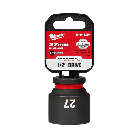 SHOCKWAVE™ 1/2" Drive 27mm Standard 6 Point Impact Socket, , hi-res